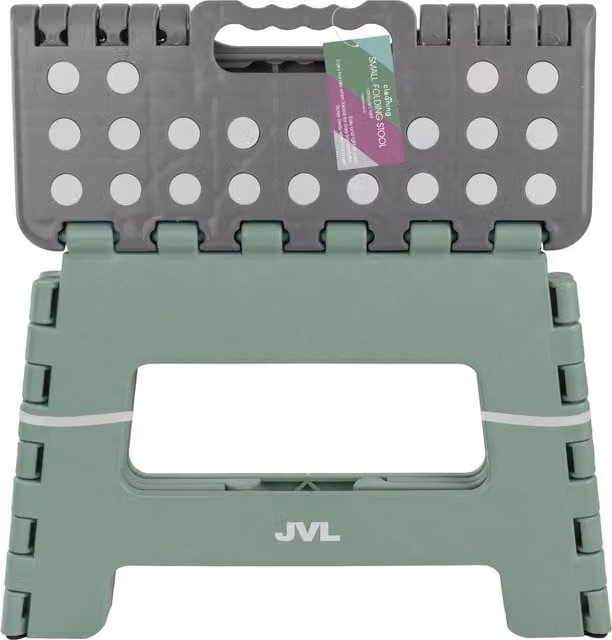 JVL Small Foldable Step Stool, Green, W/D/H: 25.0 x 22.0 x 22.0 cm