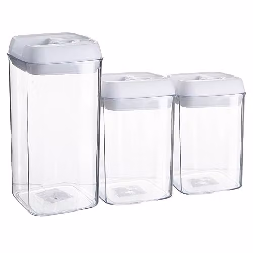 Argon Tableware 3 Piece Airtight Plastic Food Storage Container Set in White