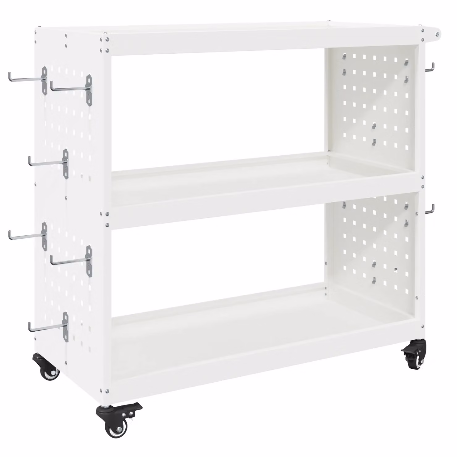 Berkfield Compact Tool Trolley with Shelf and Wheels in White Powder-coated Steel – 2