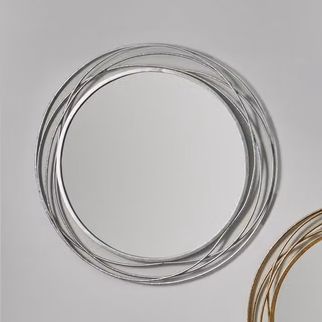 Pacific Lifestyle Swirl Round Abstract Wall Mirror in Silver and Gold