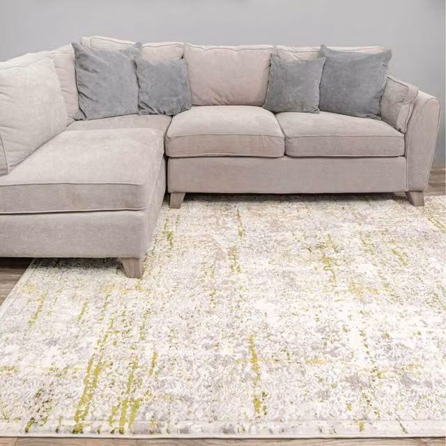 The Rug House Multicolour Green Vintage High-Low Effect Rectangular Area Rug W: 150 cm, D: 80 cm