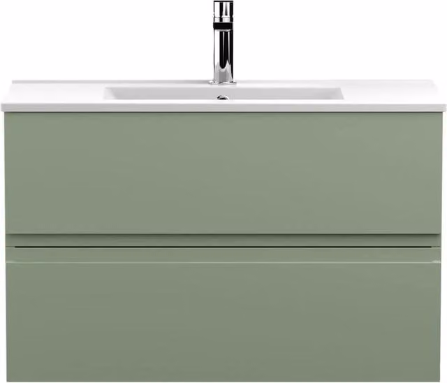 Balterley Mavesyn 2 Drawer Wall Hung Vanity Basin Unit, Satin Green, Width: 80 cm