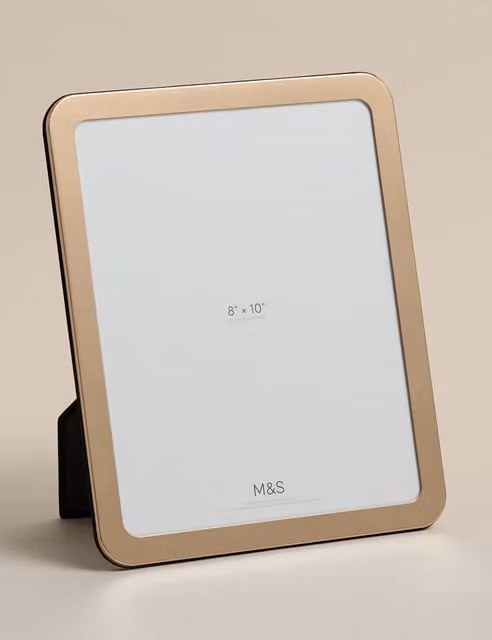 M&S Classic Rectangular Metal Single Photo Frame in Gold and Bronze, W: 25.4 cm, H: 20.32 cm, D: 20.32 cm