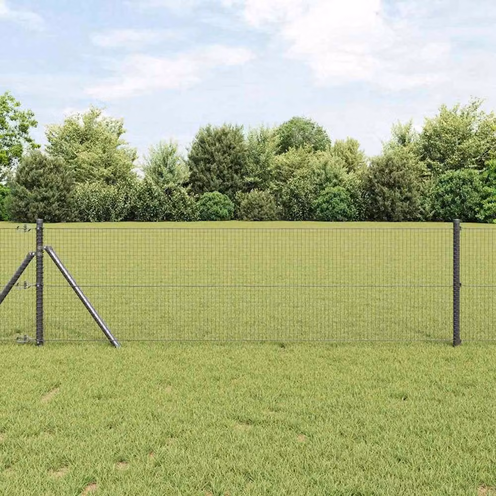 Berkfield Home Grey PVC-Coated Steel Single-Bar Welded Wire Fence – 2