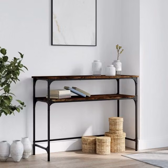 Berkfield Home Smoked Oak Console Table in Brown, W/D/H: 100 x 35.5 x 75 cm – 1