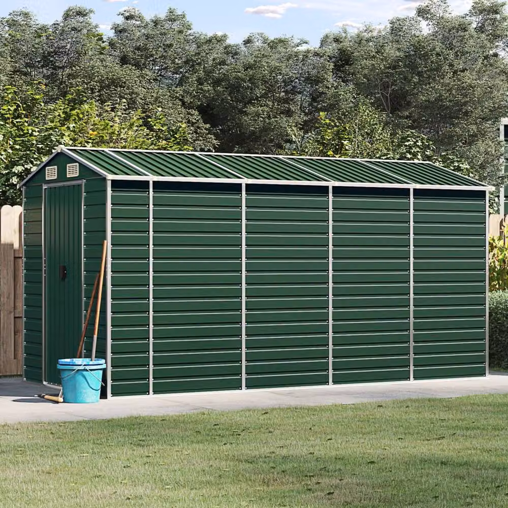 Berkfield Home Green Galvanised Steel Pent Garden Shed W/D/H: 191 x 385 x 198 cm – 2