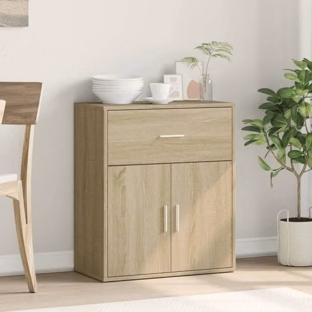 Berkfield Home Sonoma Oak Sideboard in Light Tan Beige, W/D/H: 60 x 31 x 70 cm