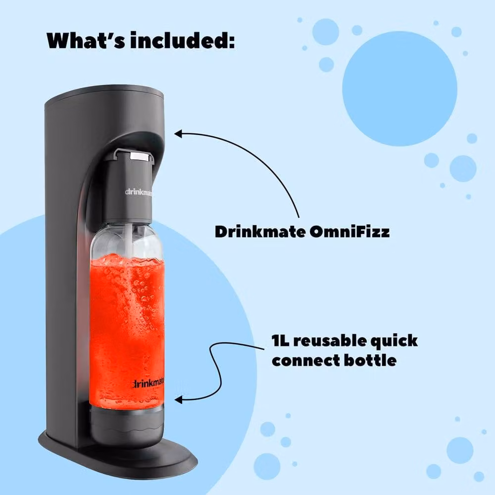 Drinkmate OmniFizz Soda Maker Sparkling Water Machine in Black – 6