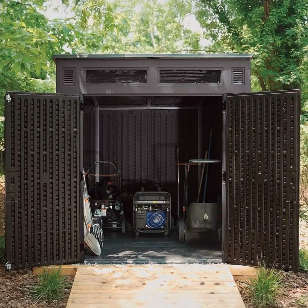 Sunfast Moda Modernist Resin Shed in Dark Grey, L: 222 cm, W: 220 cm, H: 227 cm – 1