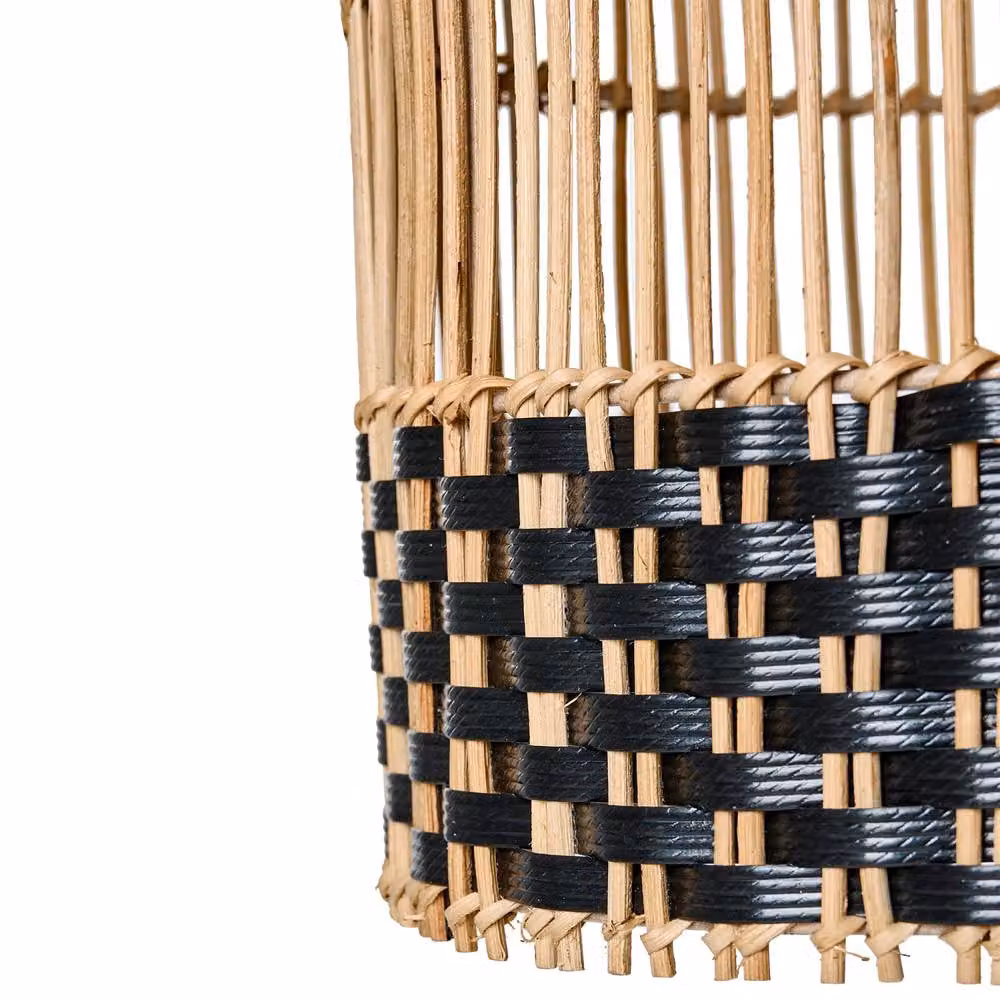 Wyld and Coco Handwoven Rattan Pendant Lamp with Metal Frame in Beige and Sand – 4
