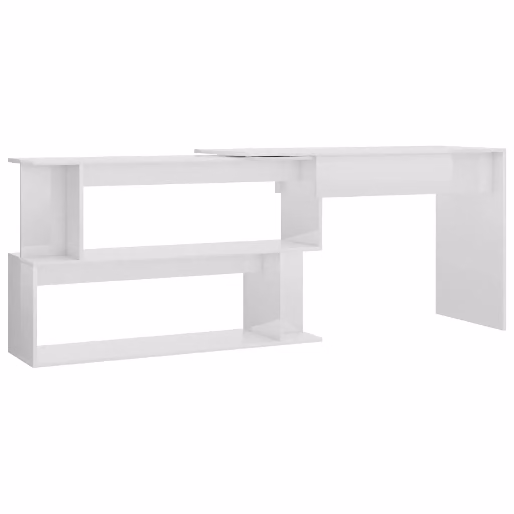 Berkfield Home Modern High Gloss White Corner Desk W/D/H: 200 x 50 x 76 cm – 2