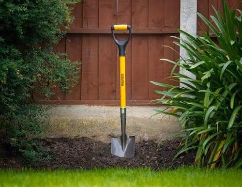 Roughneck Mini Shovel in Yellow with Carbon Steel Blade and Fibreglass Handle – 5