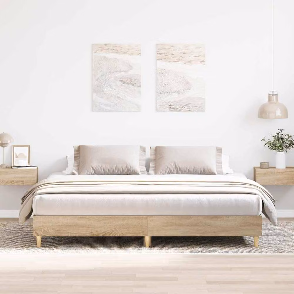 Berkfield Home Sonoma Oak Bed Frame in Brown, Engineered Wood, 160 x 200 cm – 2