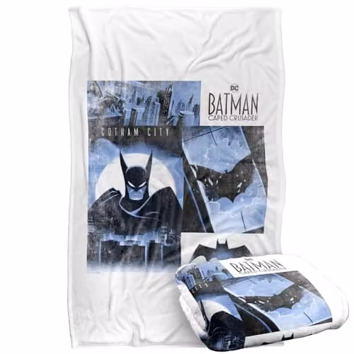 LOGOVISION Batman Caped Crusader Animated Series Gotham Square Super Soft Fleece Throw Blanket, Multicolour, W: 91.44 cm, L: 147 cm