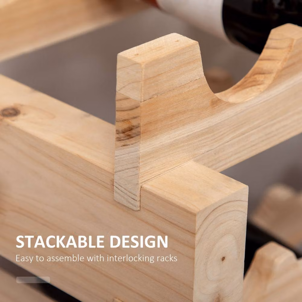 STILVORA 3 Tier Stackable Wine Rack for 36 Bottles in Natural Wood – 4