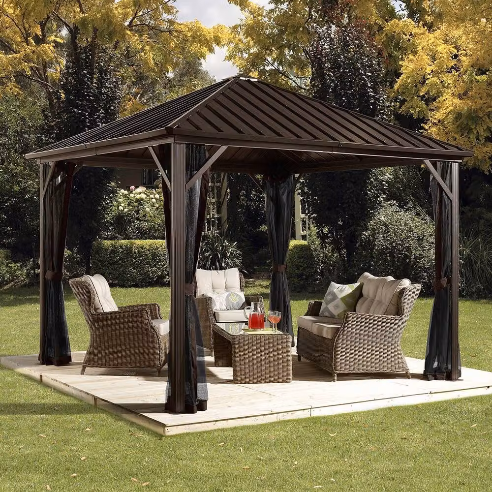 Sojag Brown Aluminium Hip Gazebo with Windows, W/D/H: 300 x 300 x 275 cm – 2