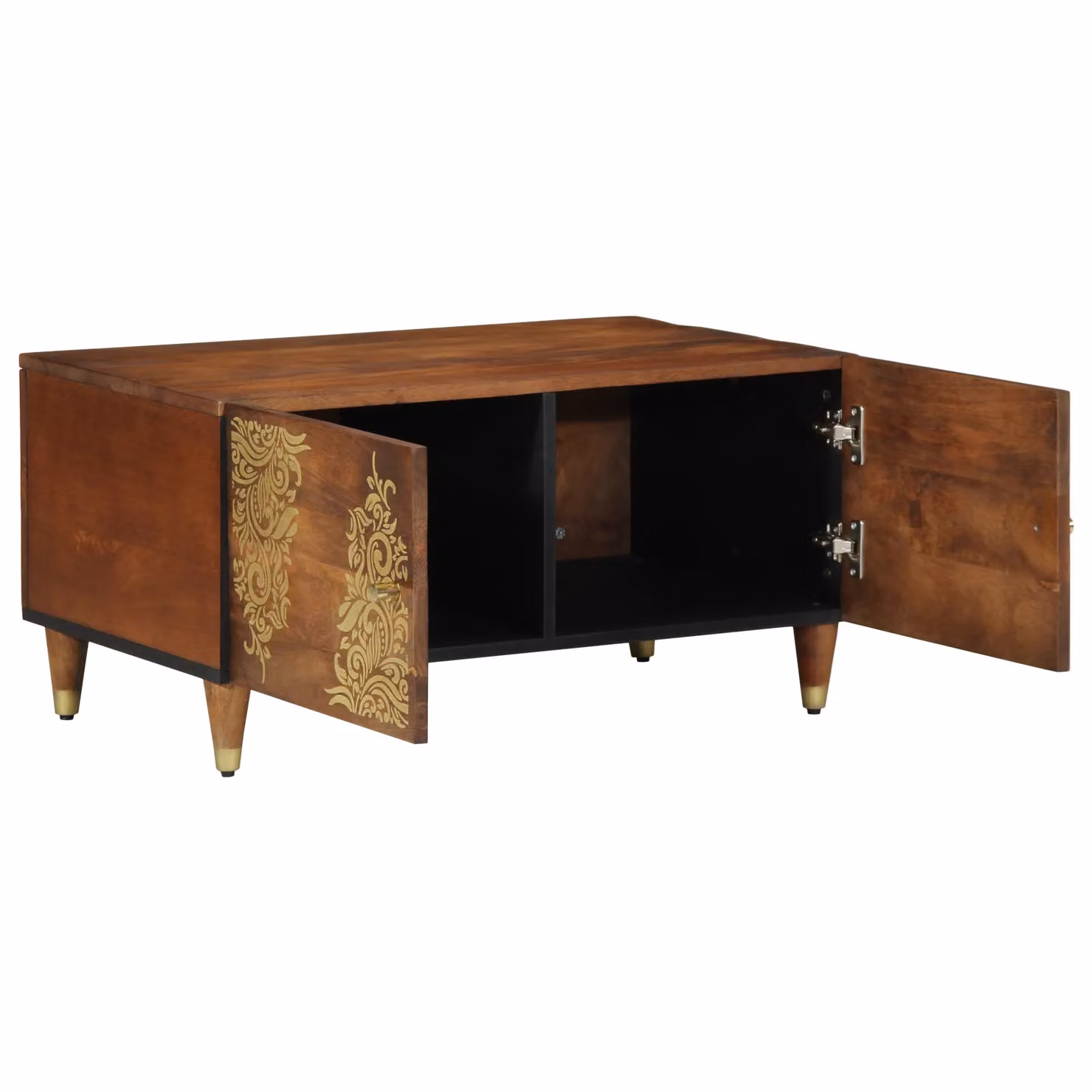 Berkfield Home Mango Wood Coffee Table in Brown and Gold, W: 80 cm, D: 50 cm, H: 40 cm – 2
