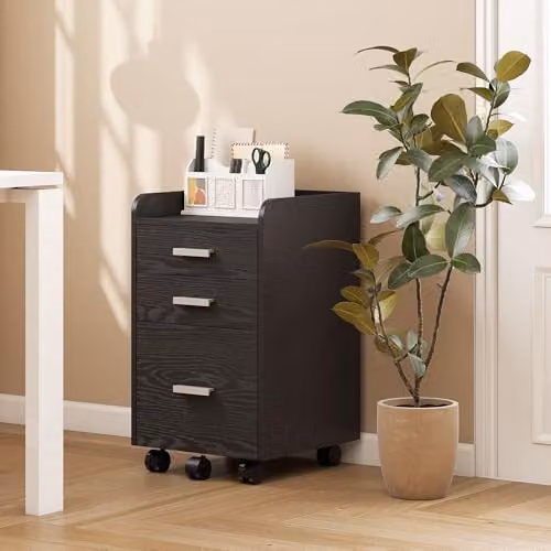 HOMCOM 3 Drawer Filing Cabinet in Black for Home or Office – 6