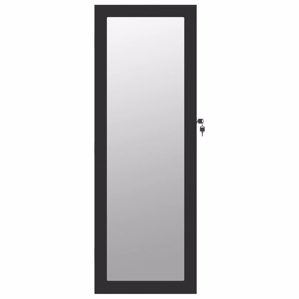 Berkfield Home Wall Mounted Mirror Jewellery Cabinet with LED Lights, Black – 3