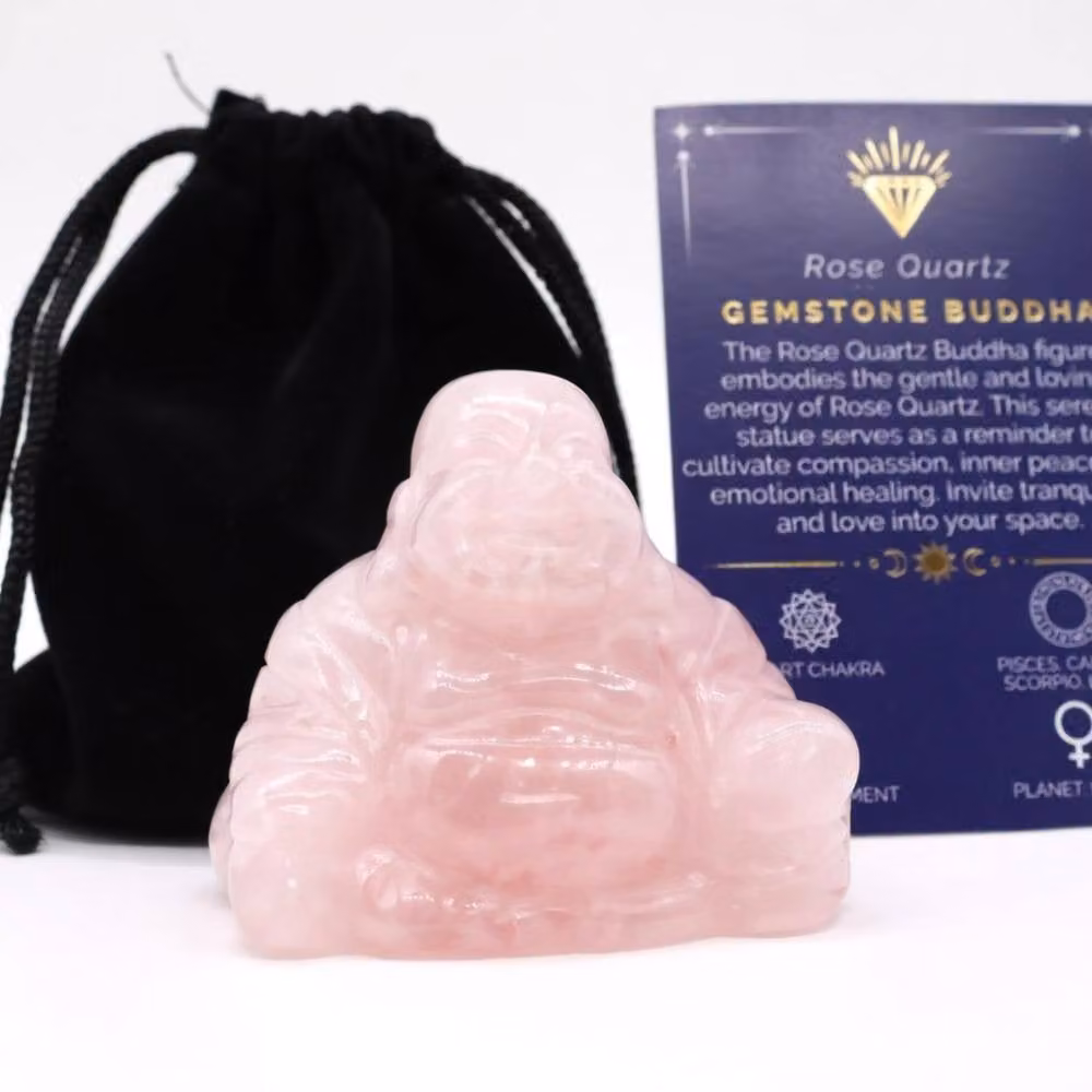 KDMD Rose Quartz Small Buddha Figurine in Pink – 2