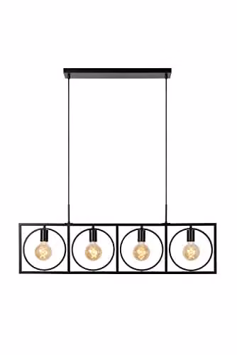 Netlighting Lucide Suus Classic Bar Pendant Light in Black with 4 x E27 Sockets