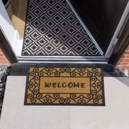 JVL Woven Coir and Rubber Tuffscrape Doormat in Beige and Brown, W: 45 cm, D: 75 cm – 6
