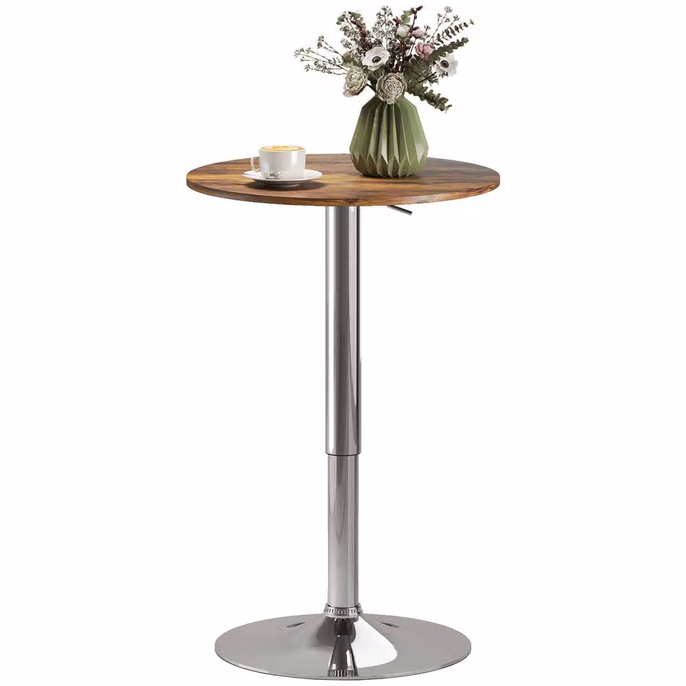 STILVORA Round Bar Table with Adjustable Height and Rotating Top in Brown – 4