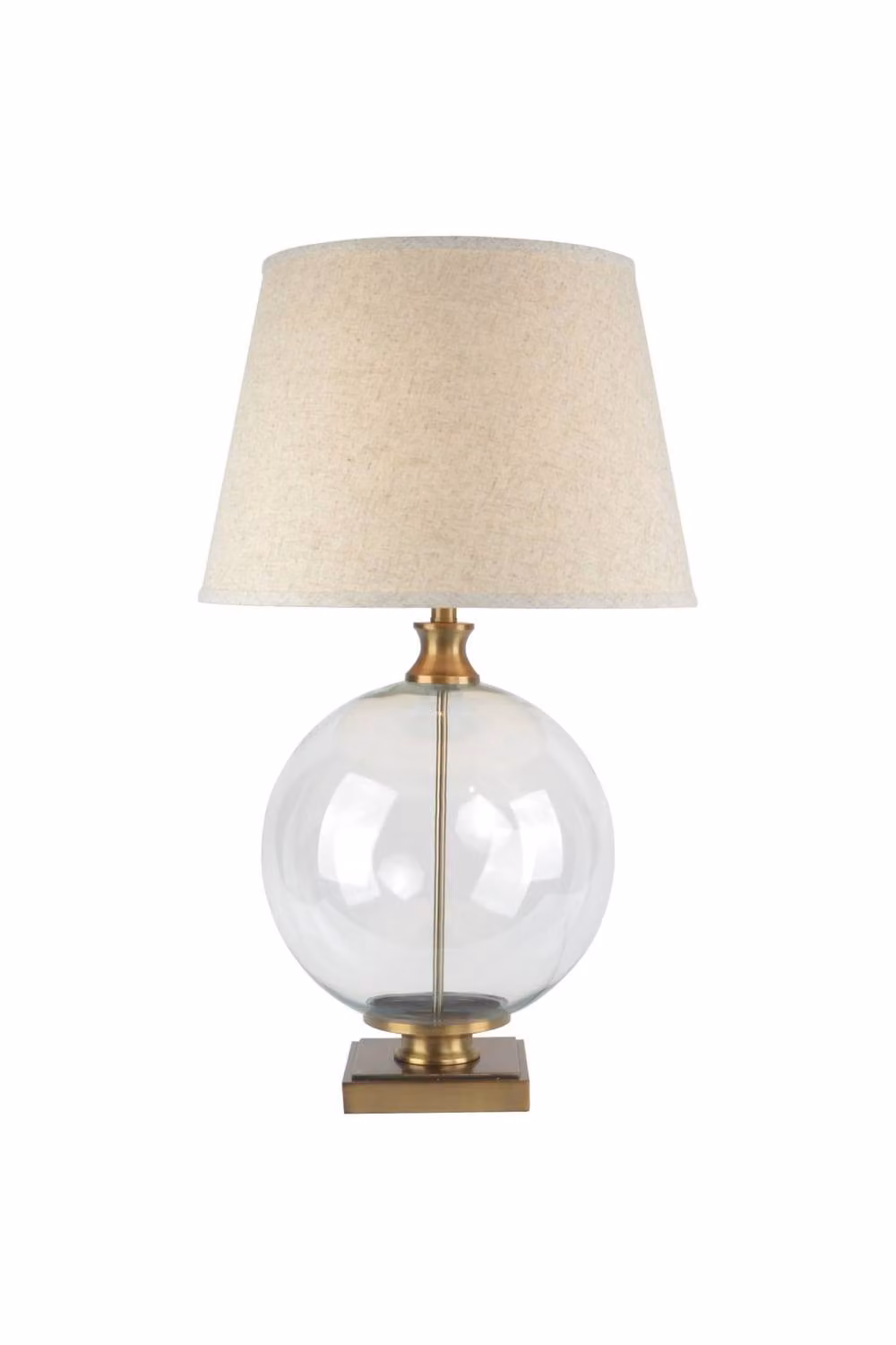 KDMD Lunel Glass Orb Table Lamp with Linen Shade in Brown and Beige – 2