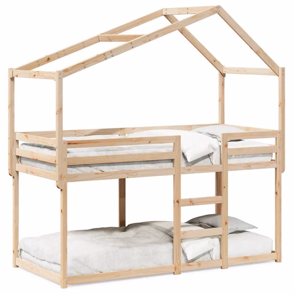 Berkfield Home Solid Wood Pine Bunk Bed in Brown, W/D/H: 90 x 200 cm – 2