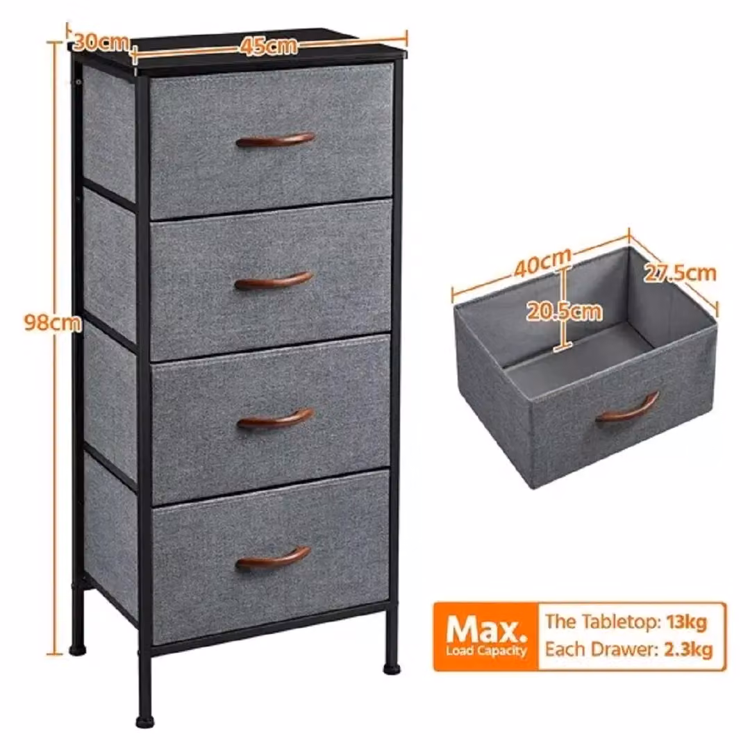 EONLION 4-Drawer Fabric Chest Storage Dresser in Dark Grey – 2