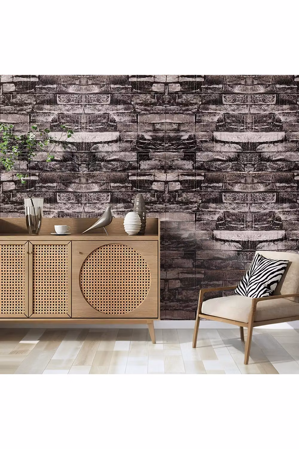Living and Home 15-Piece Self-Adhesive 3D Brick Effect Wall Panels in Grey Stone Look XPE Foam – 3