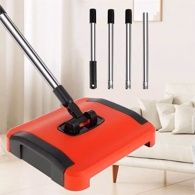 Nordara Sweeper Manual Carpet Cleaner in Red with Telescopic Handle, W: 100 cm, D: 15 cm