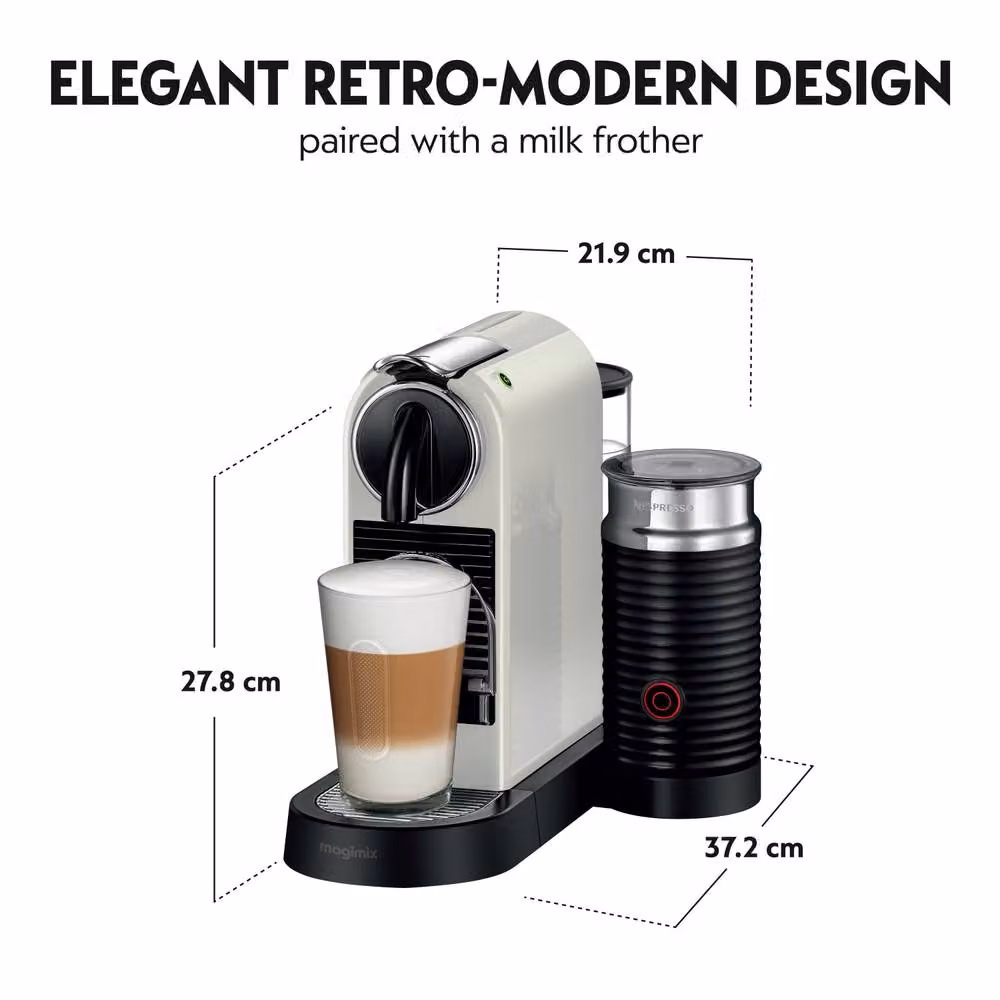 Nespresso Citiz Pod Coffee Machine with Aeroccino Milk Frother in White – 3