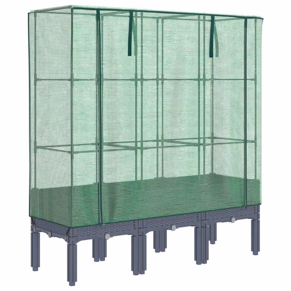 Berkfield Home Raised Bed with Greenhouse Cover in Black Rattan Look, W/D/H: 120 x 40 x 140 cm – 1