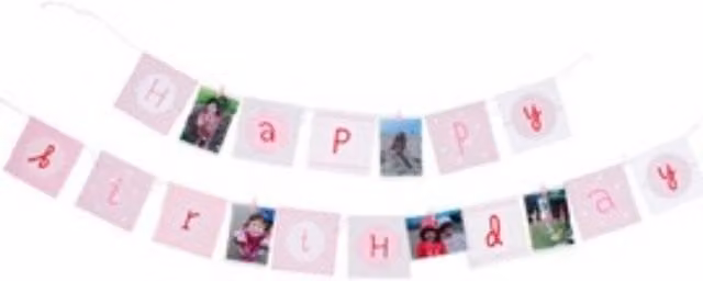 KDMD Pink Paper Birthday Pennant Hanging Banner Accessory
