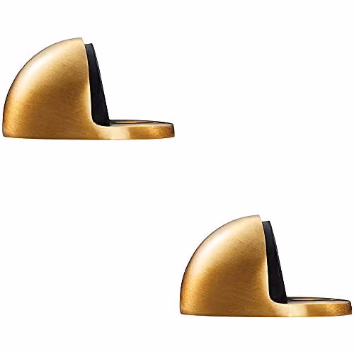 Loops 2 Pack Floor-Mounted Oval Doorstop in Satin Brass