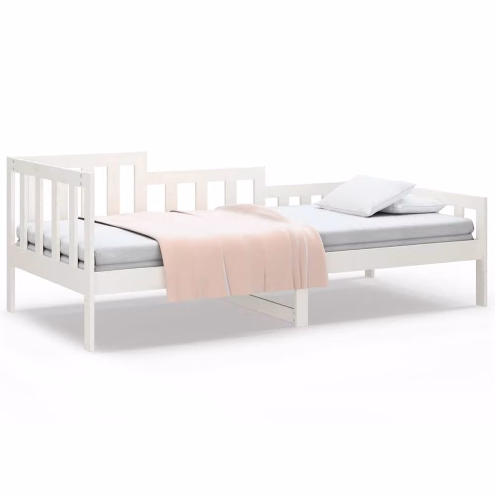 Berkfield Home White Lacquered Solid Pine Wood Day Bed W/D/H: 80 x 200 cm – 2