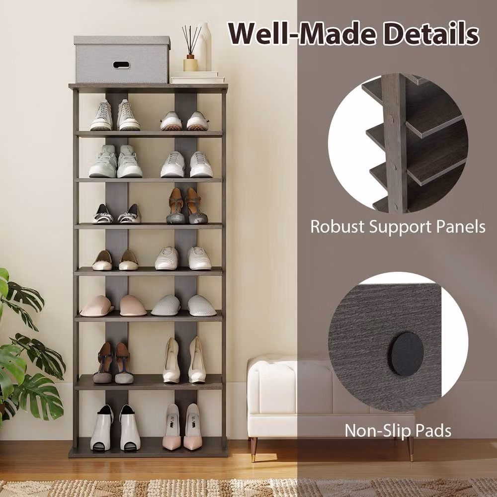 Costway 7-tier Double Shoe Storage Tower Organiser Unit in Grey – 4