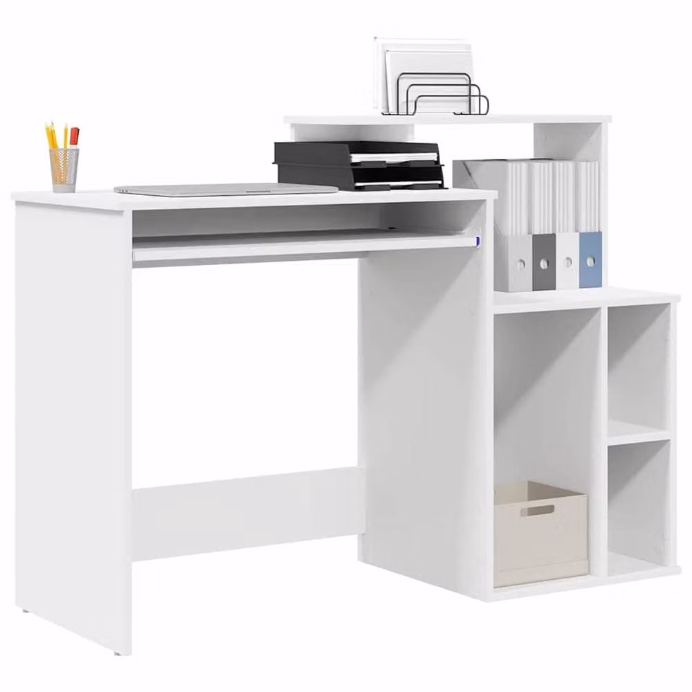 Berkfield Home Modern White Writing Desk with Storage, W/D/H: 120.5 x 44 x 88.5 cm – 2