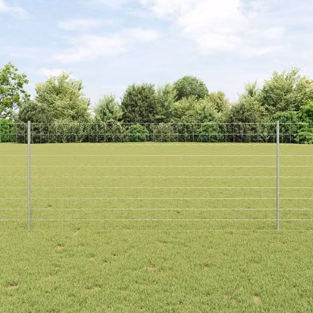 Berkfield Home Euro Fence with 10 U Posts, Silver Galvanised Steel, W: 10 m, H: 1 m
