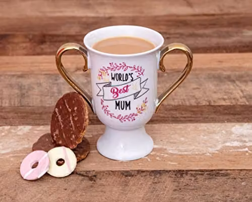 Boxer Gifts World's Best Mum Trophy Mug in White and Gold – 4