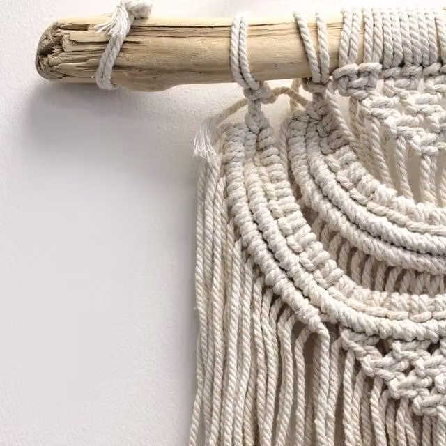 KDMK Two Waves Macrame Wall Hanging in White