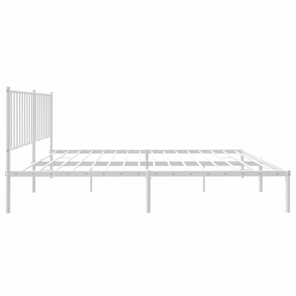 Berkfield Home Metal Bed Frame with Headboard in White, W/D/H: 160 x 200 cm – 2