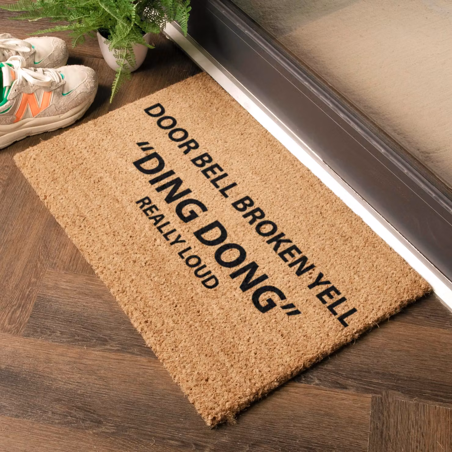 Artsy Mats Yell Ding Dong Doormat in Black, W/D: 60 x 40 cm – 2