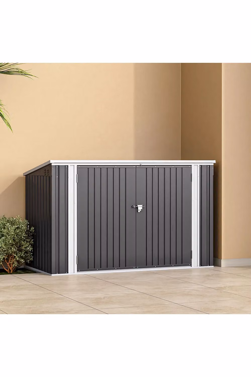 Living and Home Heavy Duty Steel Outdoor Bicycle and Bin Store Shed in Black, H 210 x W 130 x D 105 cm – 2