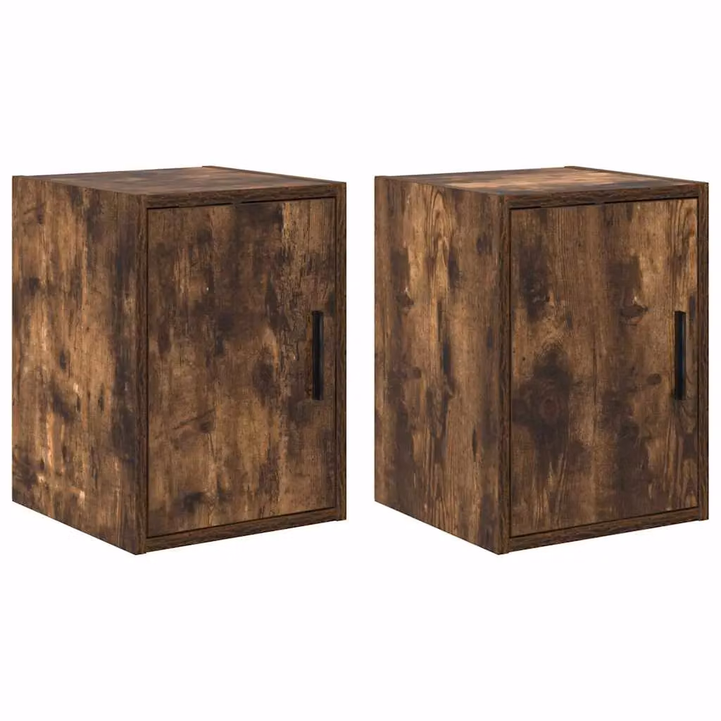 Berkfield Home Garage Wall Cabinets, 2 Piece Set in Smoked Oak Brown Engineered Wood – 2