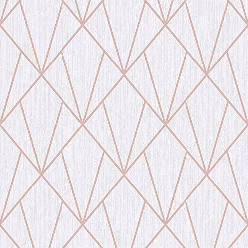 Muriva Indra Geometric Glitter Vinyl Wallpaper in Rose Gold, Pink and Gold