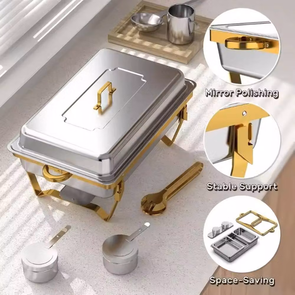 Ventryn 2 Pack Stainless Steel Chafing Dish Buffet Set in Silver – 4