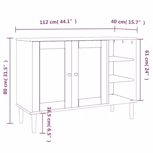 vidaXL SENJA Sideboard in Brown Rattan Look Solid Pine Wood W/D/H: 112 x 40 x 80 cm – 3