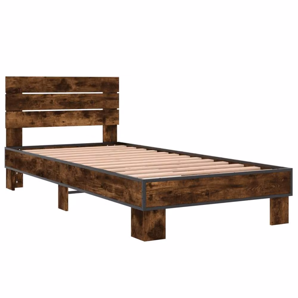 Berkfield Home Smoked Oak Bed Frame in Brown, W/D/H: 90 x 200 cm – 3